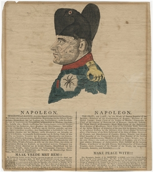 1814 Napoleon Bonaparte "Napoleon. The First, and Last" Dutch Press News Article and Caricature (University Archives LOA)